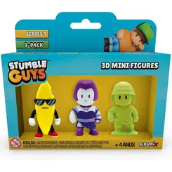 PACK COM 3 MINI FIGURAS STUMBLE GUYS BANANA GUY / LILITH NIGHTSHADE / ARMY MAN ESTRELA