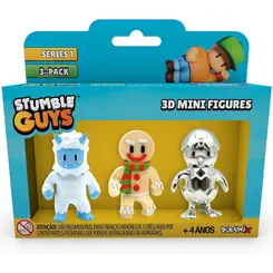 PACK COM 3 MINI FIGURAS STUMBLE GUYS FROST YETI / GINGERBREAD GUY / METAL HATCHING ESTRELA