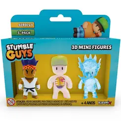 PACK COM 3 MINI FIGURAS STUMBLE GUYS SENSEI FIREFIST / INSIDE OUT / FROZEN VALKYRIE ESTRELA