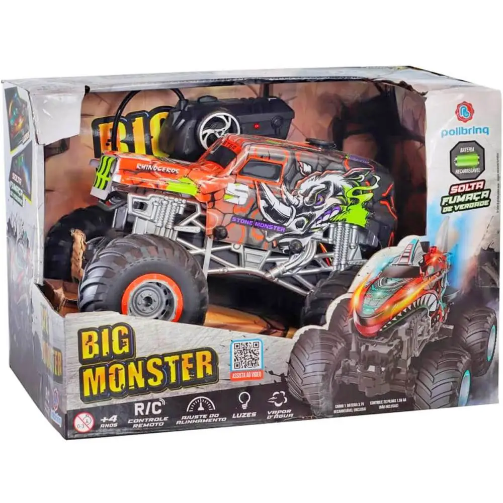 CARRO DE CONTROLE REMOTO BIG MONSTER SOLTA FUMACA POLIBRINQ
