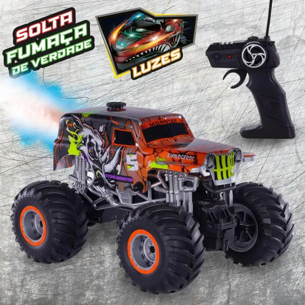 CARRO DE CONTROLE REMOTO BIG MONSTER SOLTA FUMACA POLIBRINQ