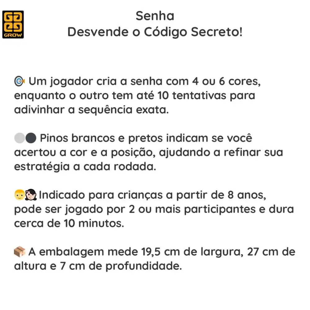 JOGO SENHA GROW