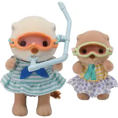 SYLVANIAN FAMILIES IRMAS LONTRAS MARINHAS CONJUNTO PRAIA EPOCH