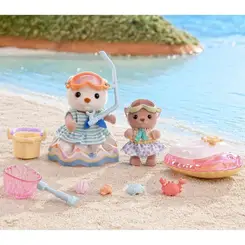 SYLVANIAN FAMILIES IRMAS LONTRAS MARINHAS CONJUNTO PRAIA EPOCH