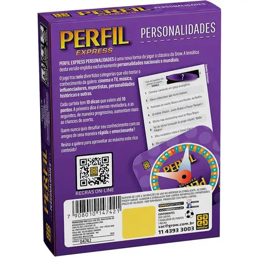 JOGO PERFIL EXPRESS PERSONALIDADES GROW .