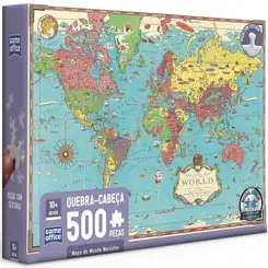 QUEBRA CABECA MAPA DO MUNDO MERCATOR 500 PECAS TOYSTER