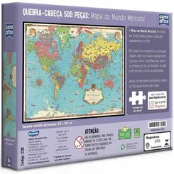 QUEBRA CABECA MAPA DO MUNDO MERCATOR 500 PECAS TOYSTER